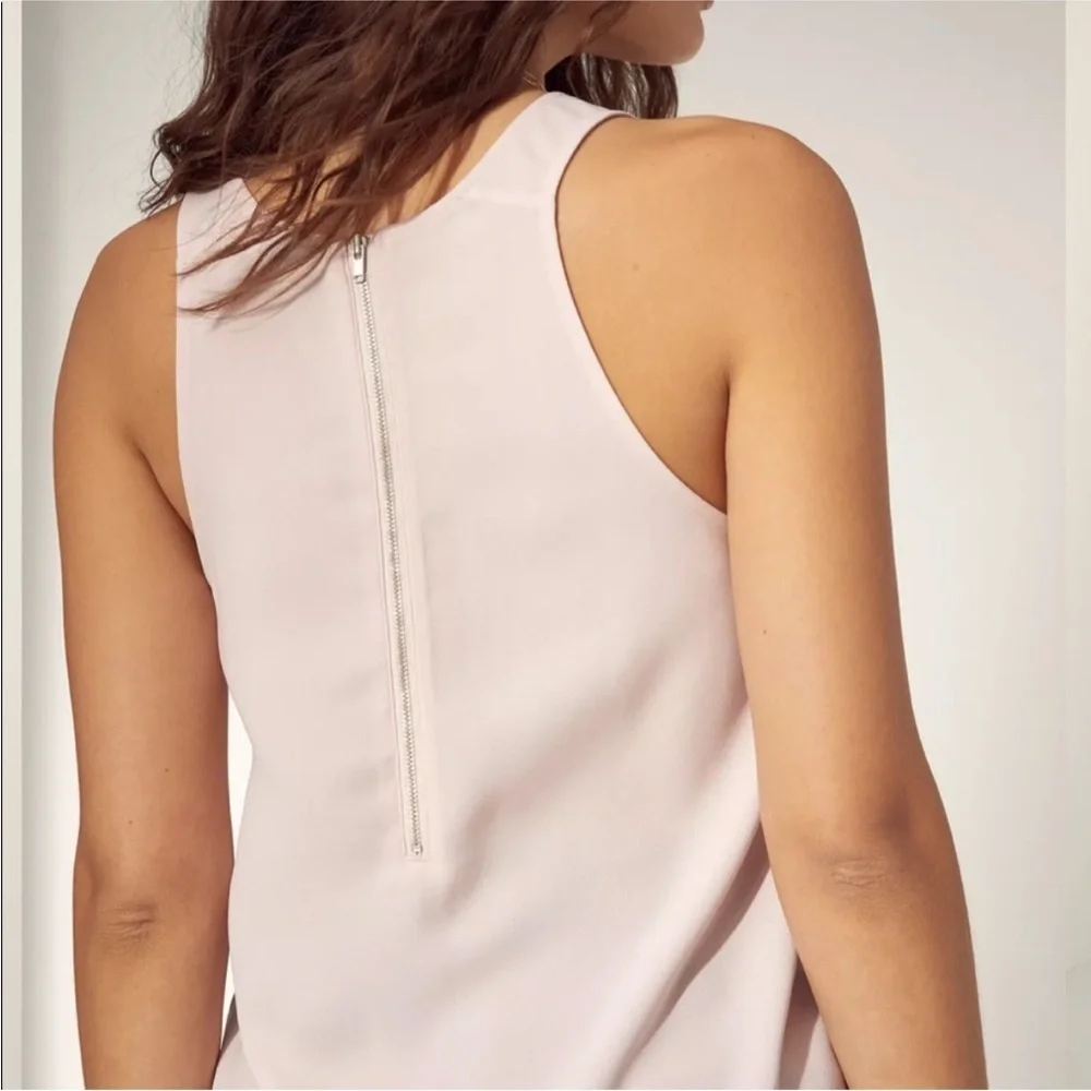 Aritzia Wilfred Sevres Sleeveless Blouse Tank Top Pink Rose Zip Back Size Large - Picture 4 of 12